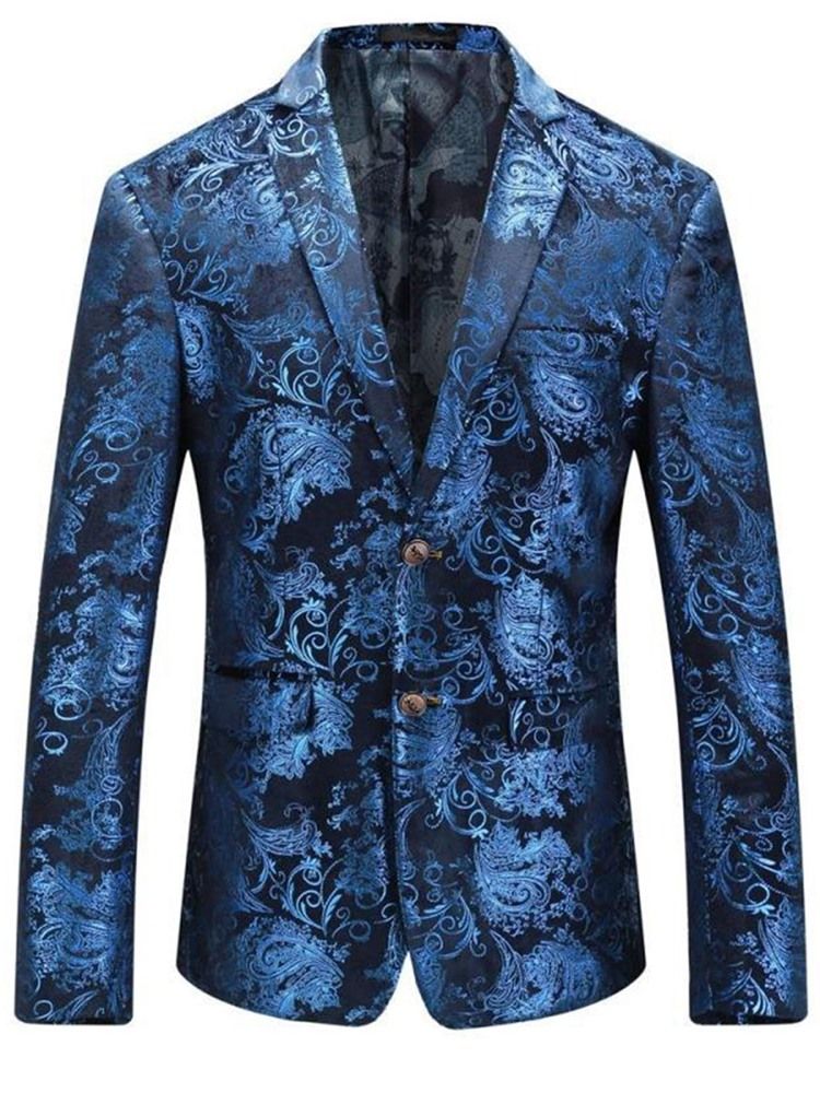 Lapel Slim Classic Print Blazer Til Mænd