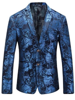 Lapel Slim Classic Print Blazer Til Mænd