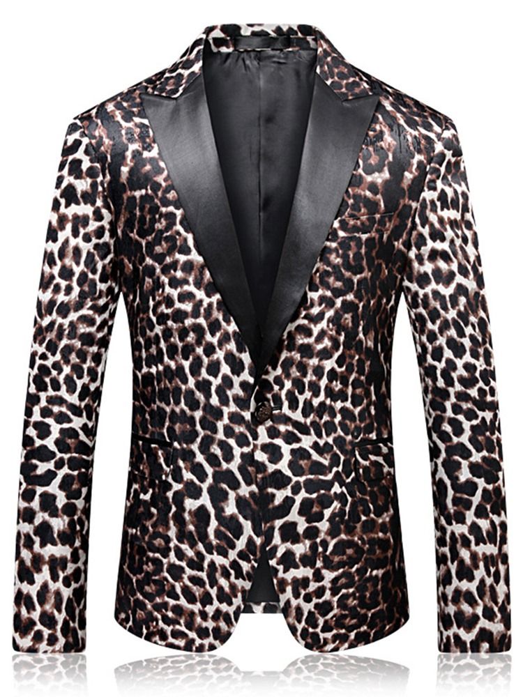 Leopard One Button Herre Notched Revers Slim Fit Blazer Jacket