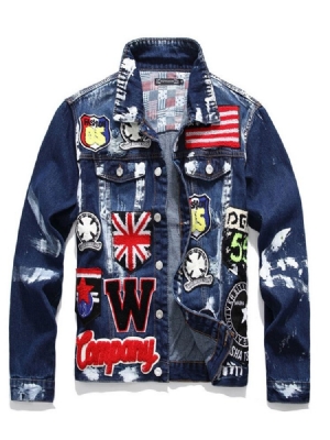 Letter Appliques Lapel European Men's Jacket