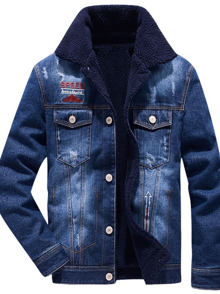 Letter Fleece Revers Winter Casual Men's Jacket