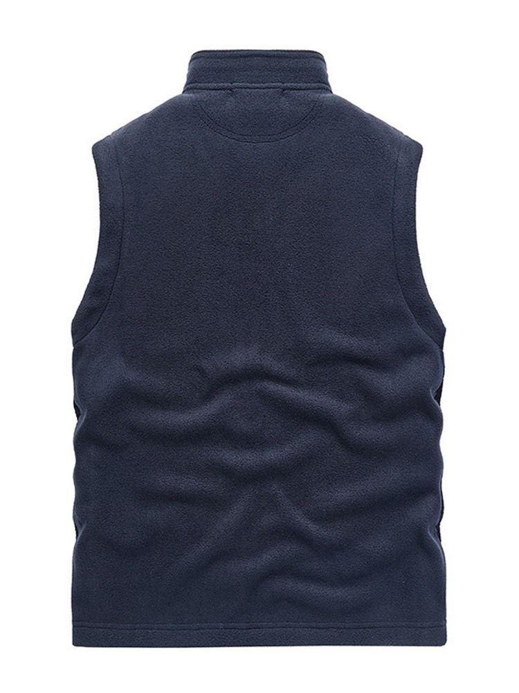 Mænds Letter Stand Collar Lynlås Casual Vest