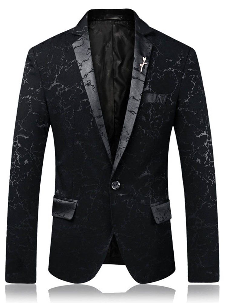 Notched Lapel Herre One Button Slim Blazer Jacket