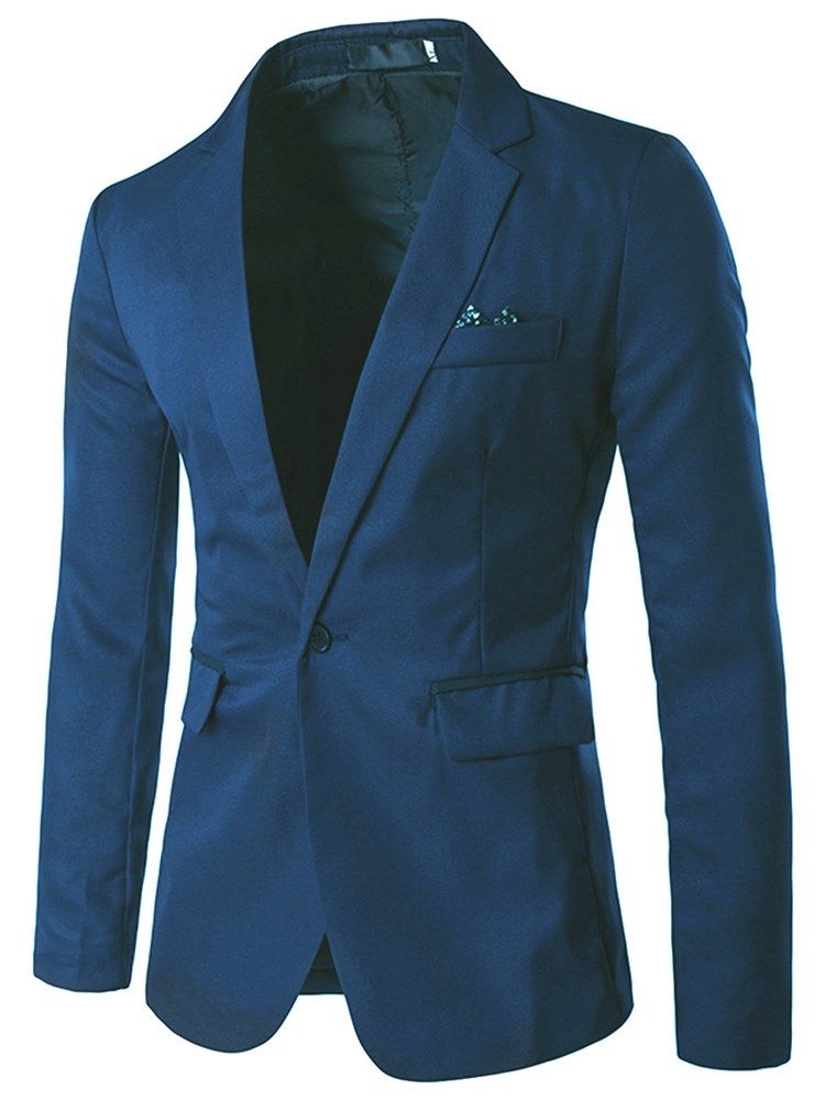 Notched Lapel Slim Herre Almindelig Blazer