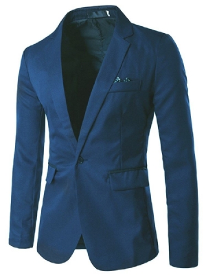 Notched Lapel Slim Herre Almindelig Blazer