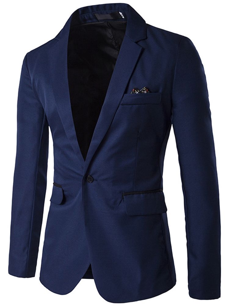 Notched Lapel Slim Herre Almindelig Blazer