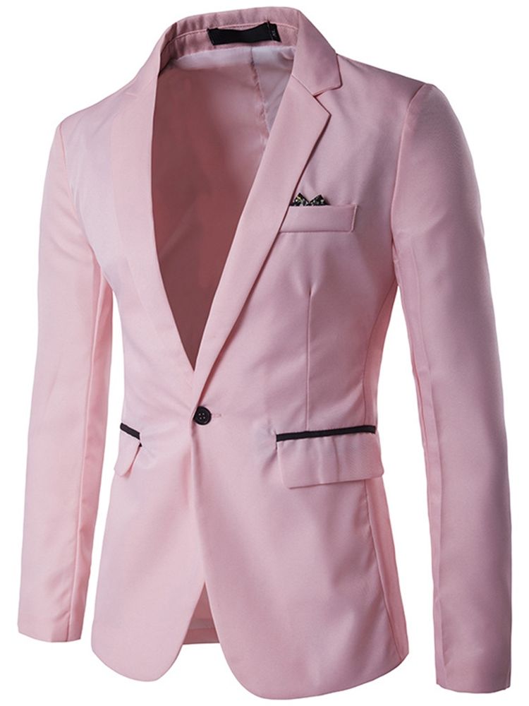 Notched Lapel Slim Herre Almindelig Blazer