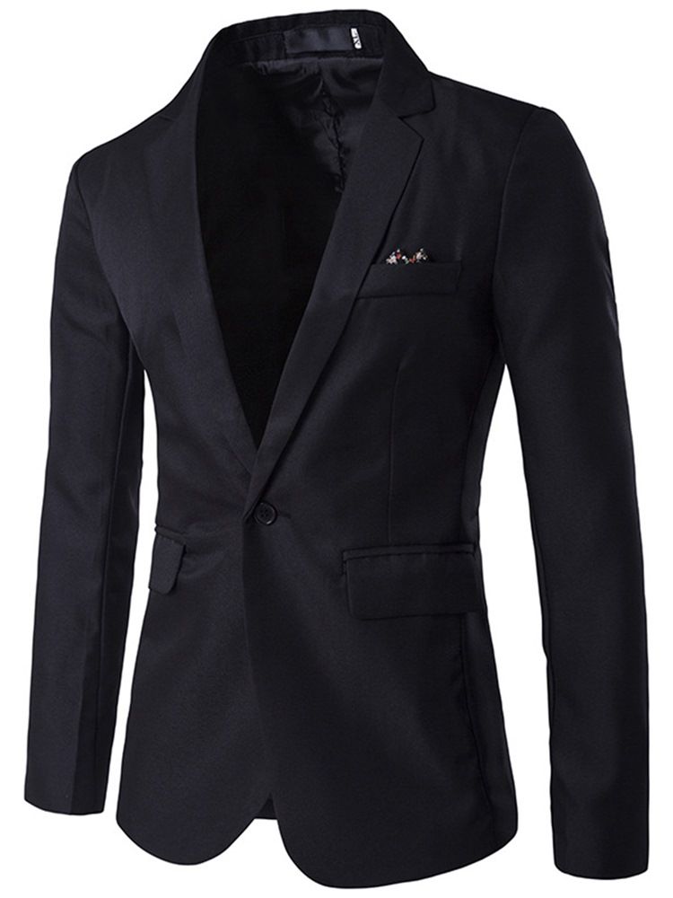 Notched Lapel Slim Herre Almindelig Blazer