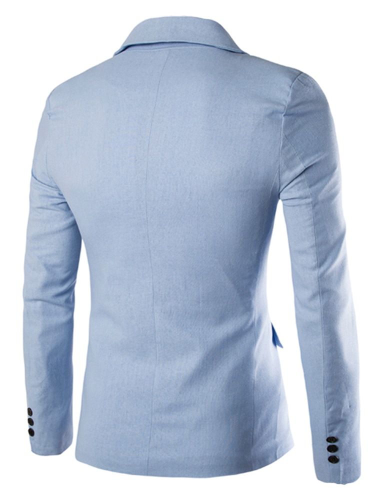 Notched Revers Ensfarvet Slim Slim Blazer Til Mænd