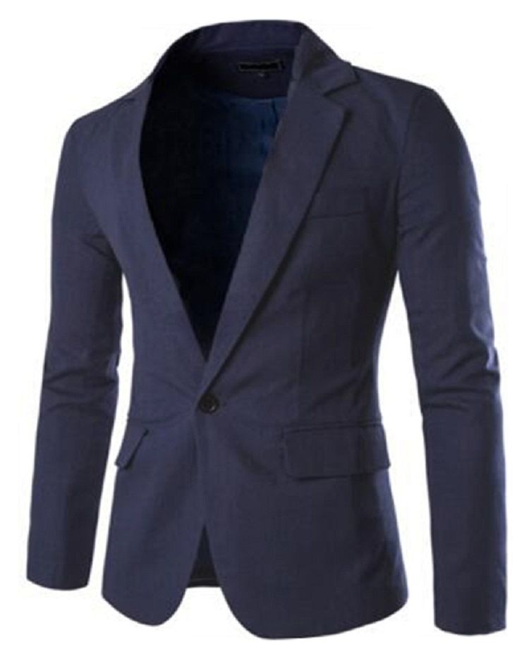 Notched Revers Ensfarvet Slim Slim Blazer Til Mænd