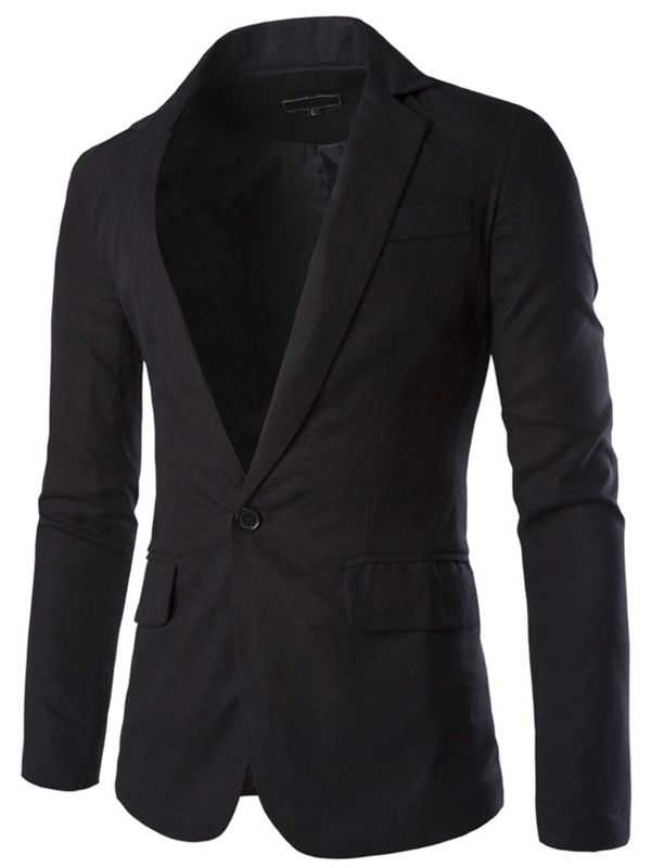 Notched Revers Ensfarvet Slim Slim Blazer Til Mænd