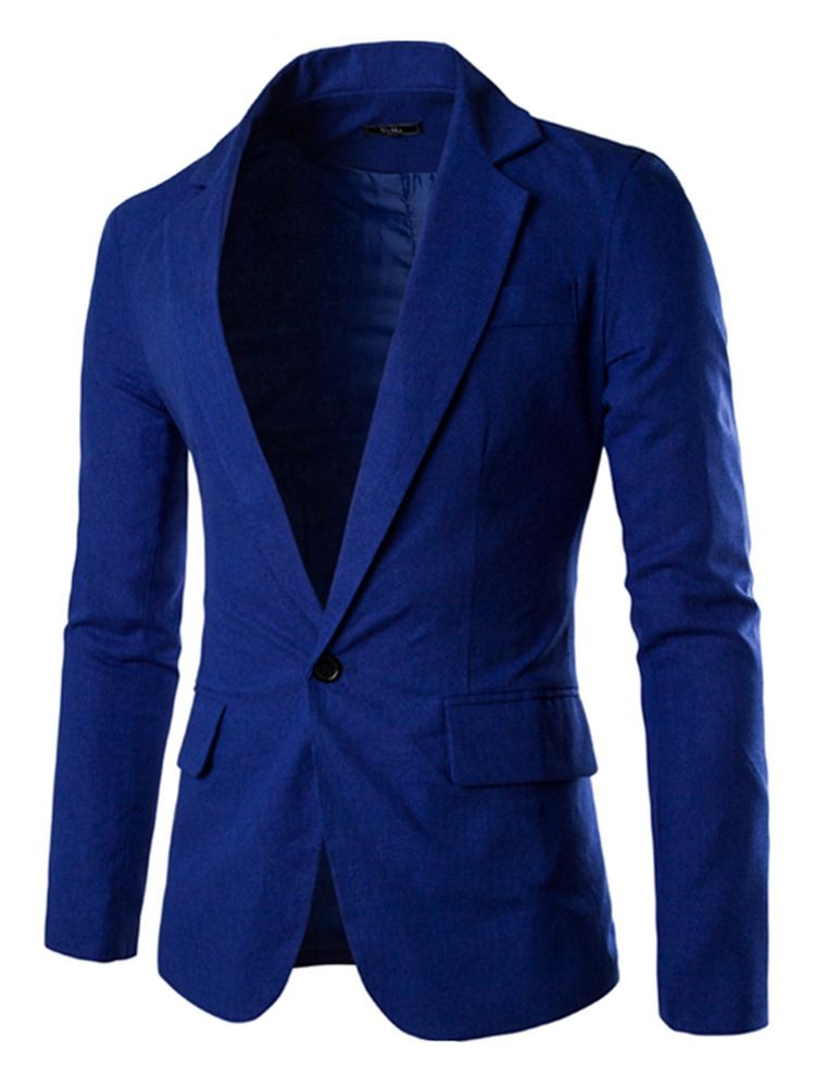 Notched Revers Ensfarvet Slim Slim Blazer Til Mænd