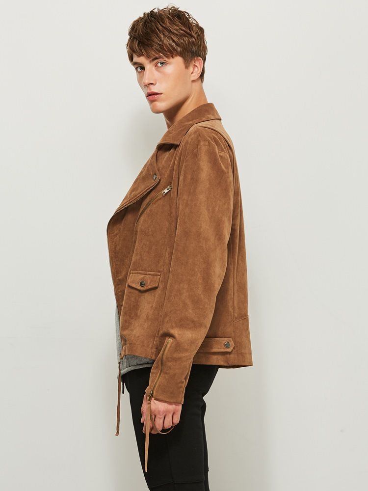 Notched Revers Solid Color Loose Men's Coat