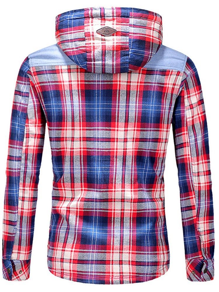 Plaid Fleece Patchwork Winter Casual Herrejakke