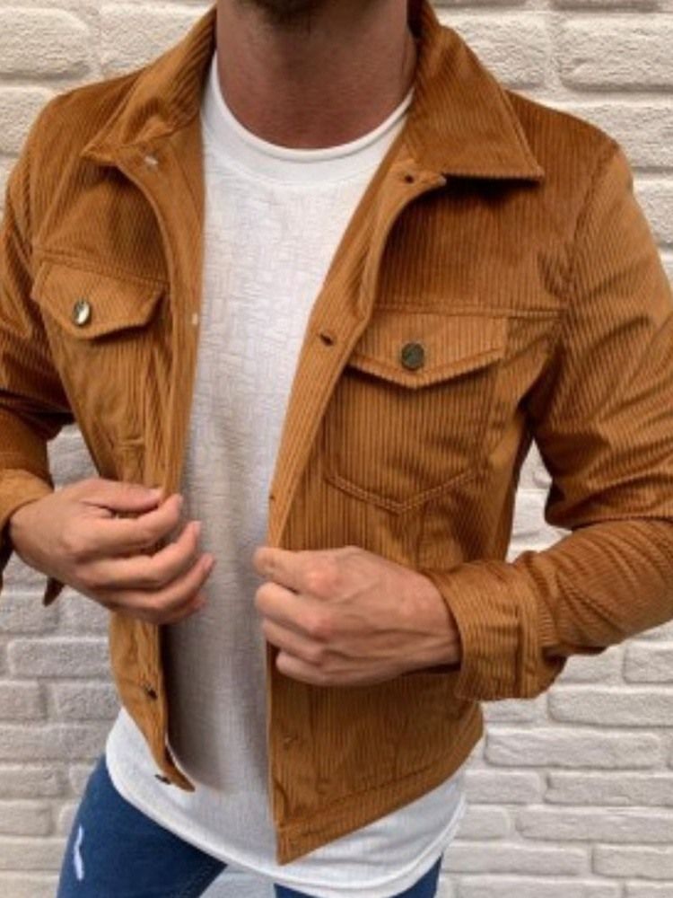 Plain Color Pocket Lapel Fall Style Men's Casual Jacket