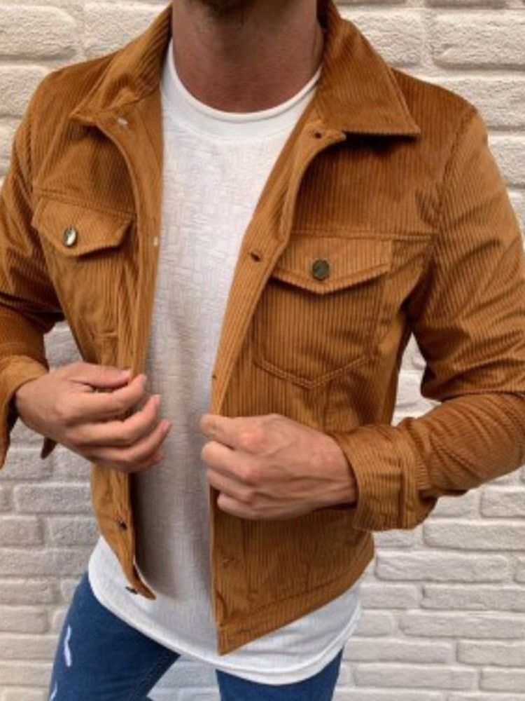 Plain Color Pocket Lapel Fall Style Men's Casual Jacket