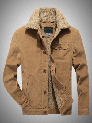 Plain Lapel Pocket Winter Loose Men's Jacket