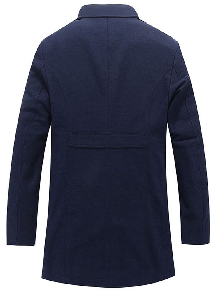 Plain Mid-length Pocket Casual Straight Men's Coat