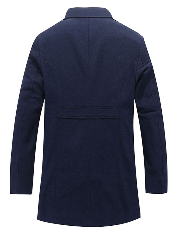 Plain Mid-length Pocket Casual Straight Men's Coat