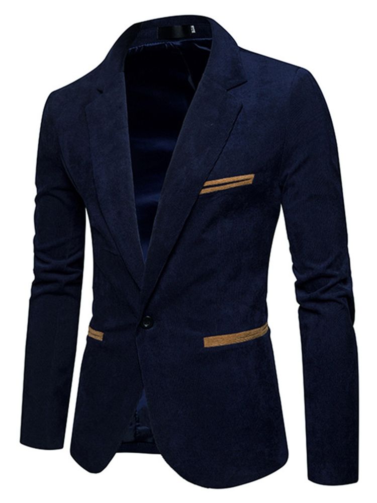 Plain One-button Slim Fit Herre Casual Jacket Blazer