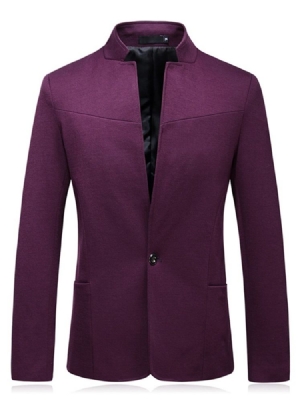 Plain One Button Stand Collar Herre Casual Jacket Blazer