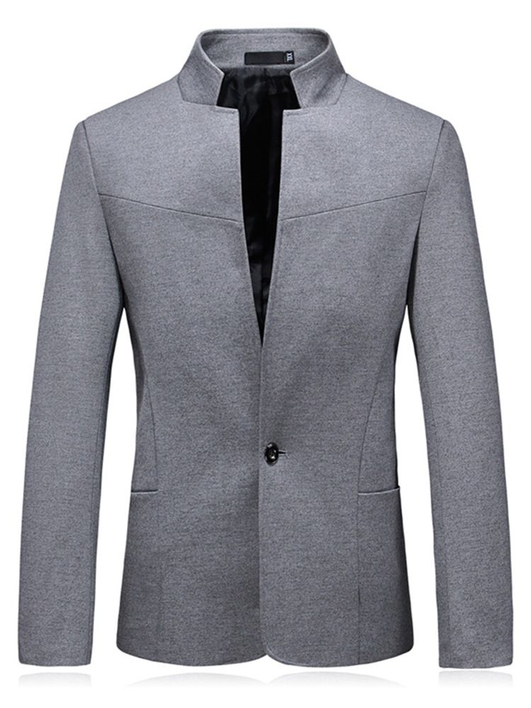 Plain One Button Stand Collar Herre Casual Jacket Blazer