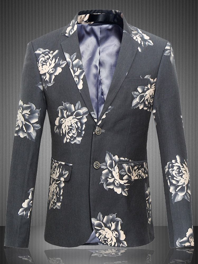 Plusstørrelse Print Herre Blazer