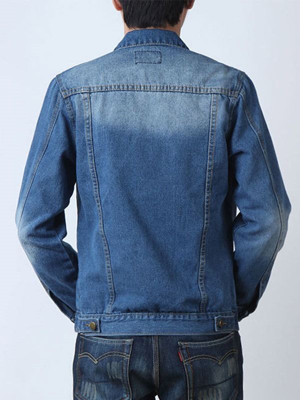 Pocket Casual Denimjakke Til Mænd