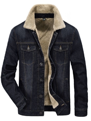 Pocket Thick Revers Single-breasted Men's Slim Jacket