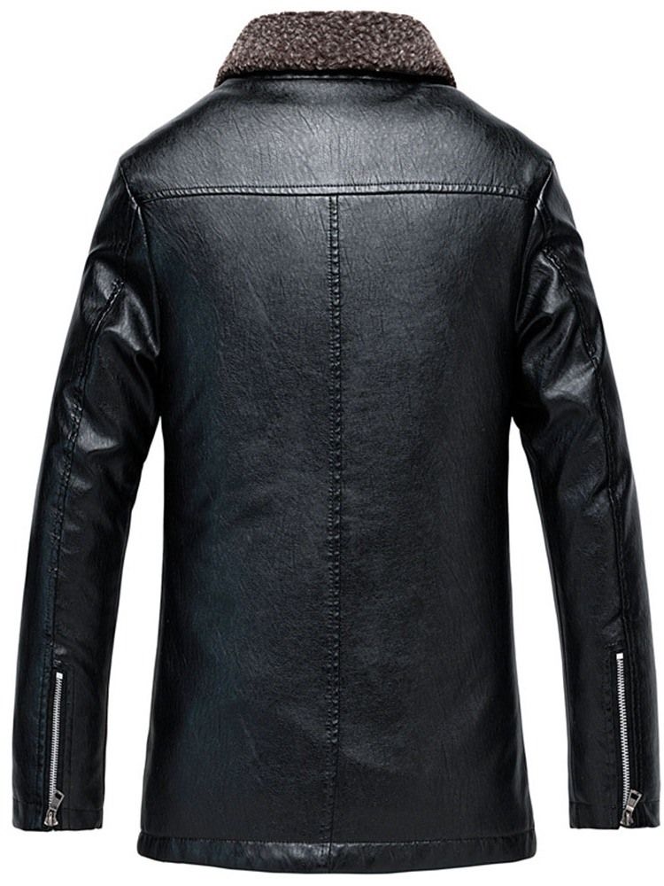 Revers Mid-length Casual Slim Men's Leather Jacket