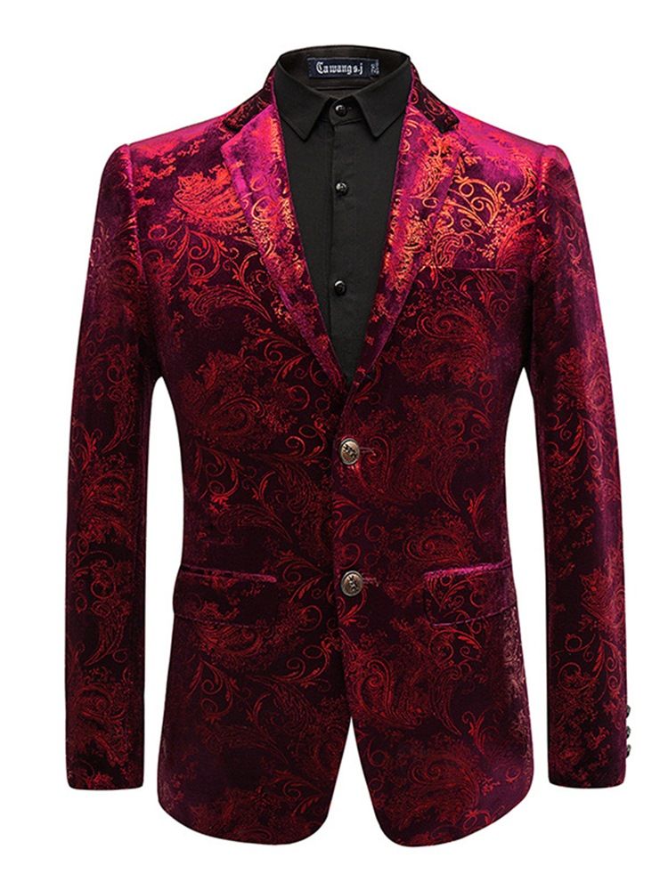 Trykt Revers Fit Slim Print Mænds Smoking Blazer