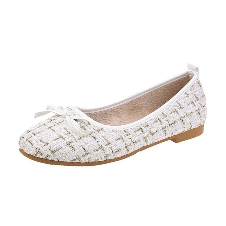 Bowknot Block Heel Round Toe Sweet Women's Flats