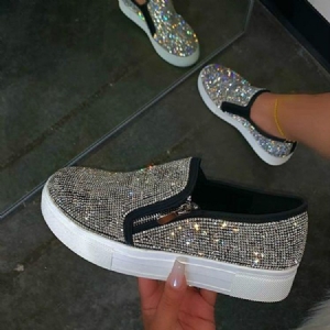 Kvinders Rhinestone Slip-on Low-cut Øvre Almindelige Sneakers