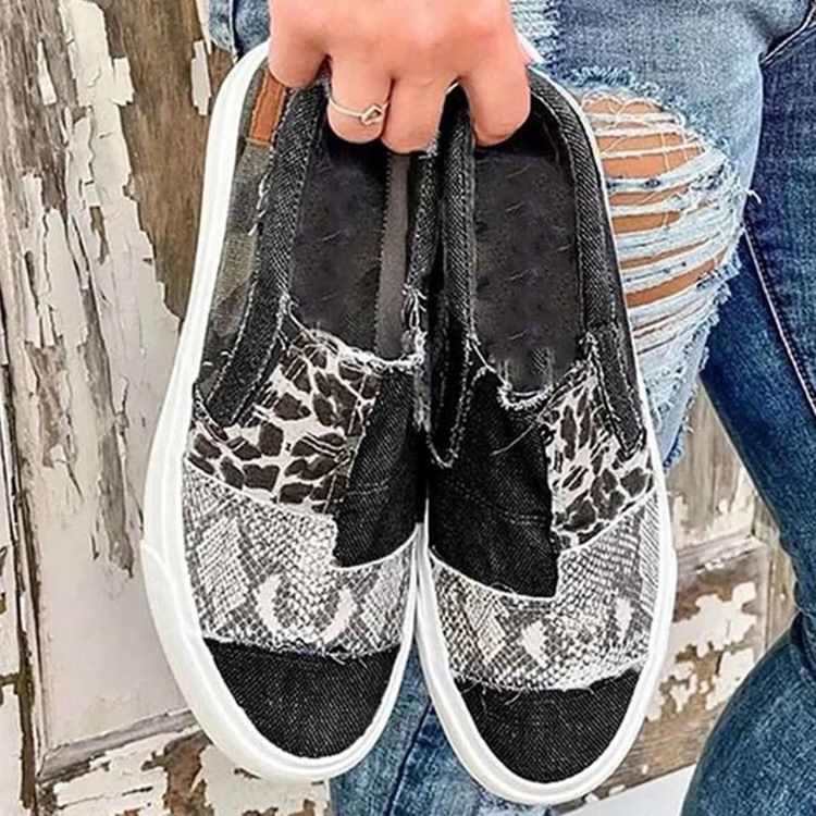 Kvinders Tråd Slip-on Low-cut Upper Leopard Sneakers