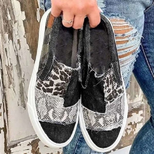 Kvinders Tråd Slip-on Low-cut Upper Leopard Sneakers