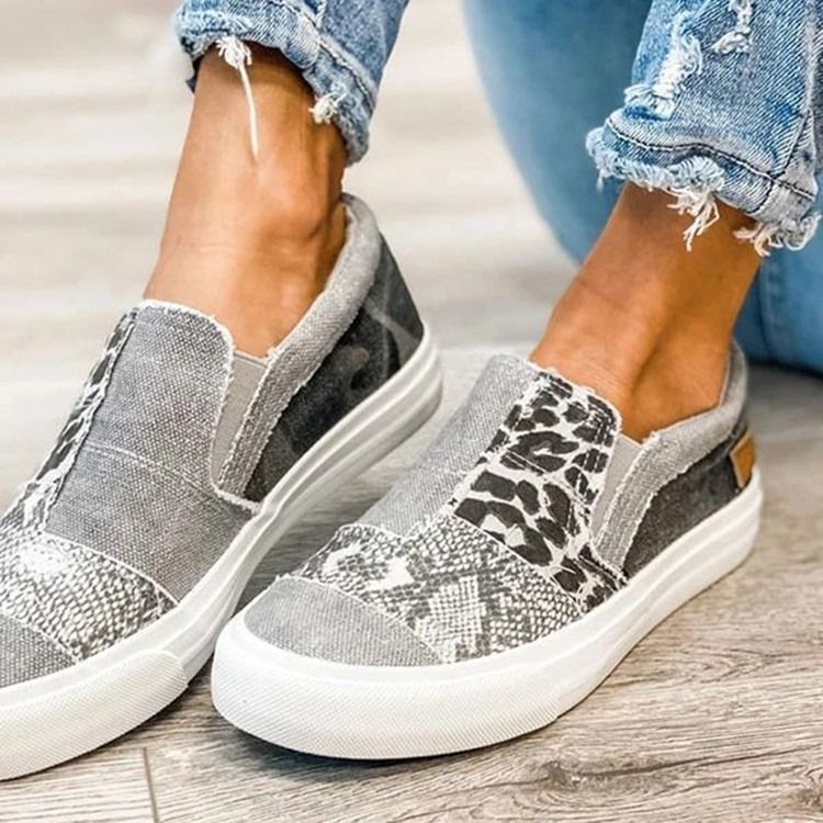 Kvinders Tråd Slip-on Low-cut Upper Leopard Sneakers