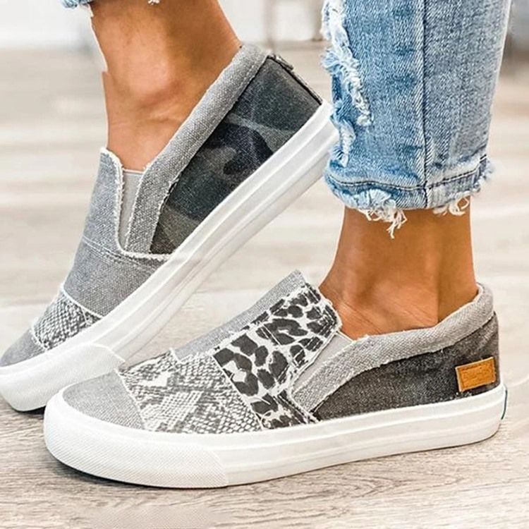 Kvinders Tråd Slip-on Low-cut Upper Leopard Sneakers