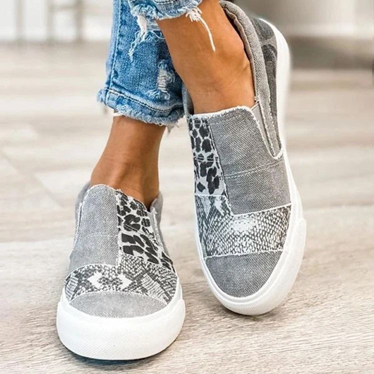 Kvinders Tråd Slip-on Low-cut Upper Leopard Sneakers