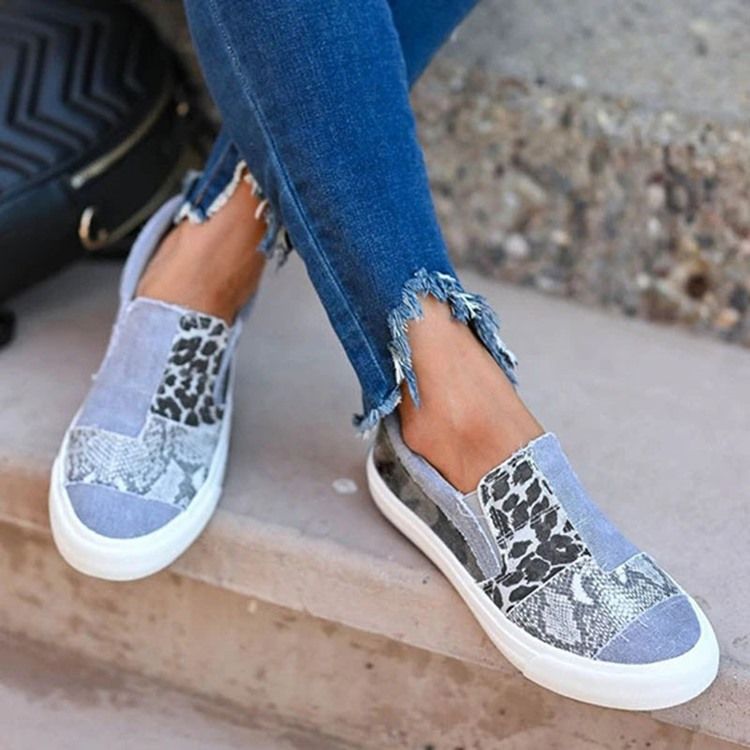 Kvinders Tråd Slip-on Low-cut Upper Leopard Sneakers