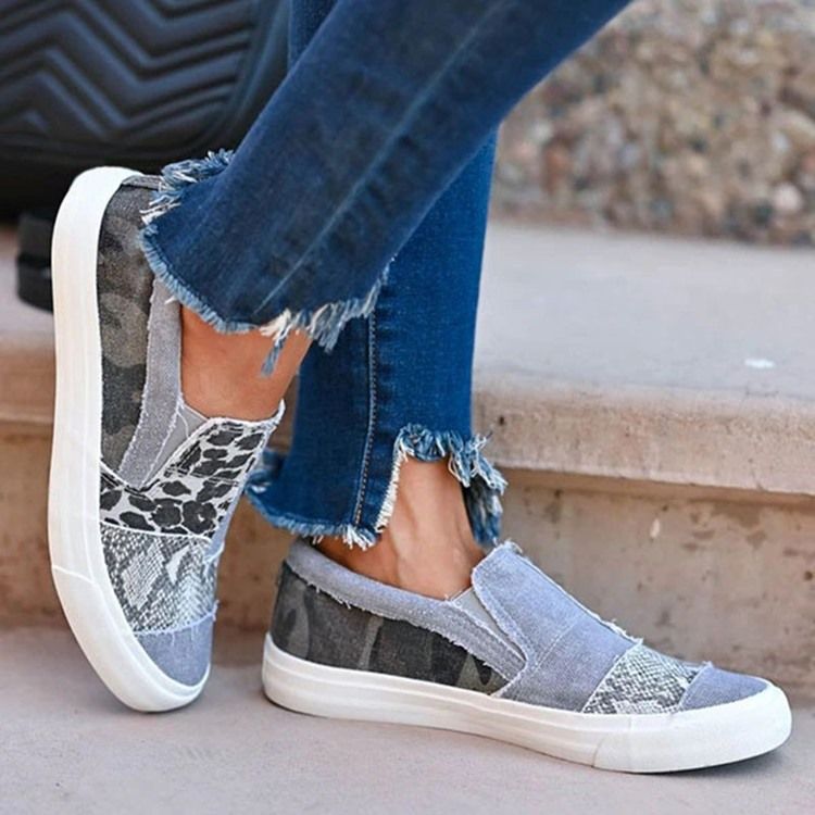 Kvinders Tråd Slip-on Low-cut Upper Leopard Sneakers