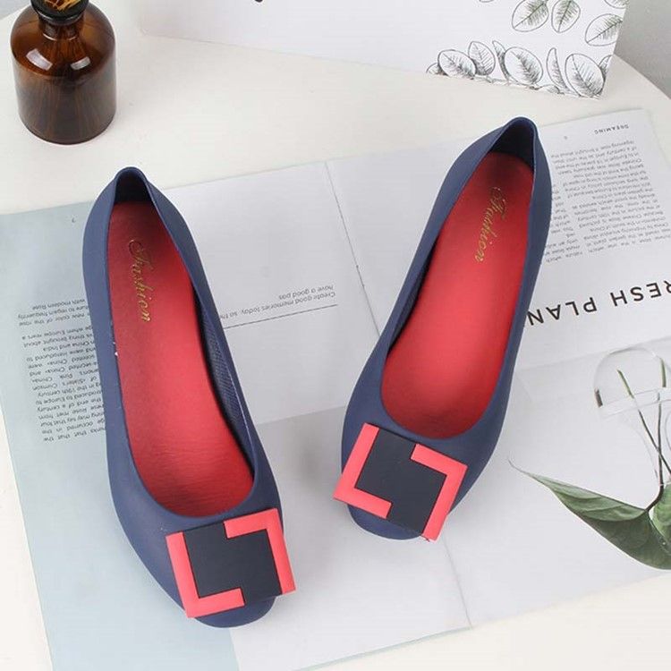 Pvc Slip-on Round Toe Wedge Heel Kvinders Gelésko