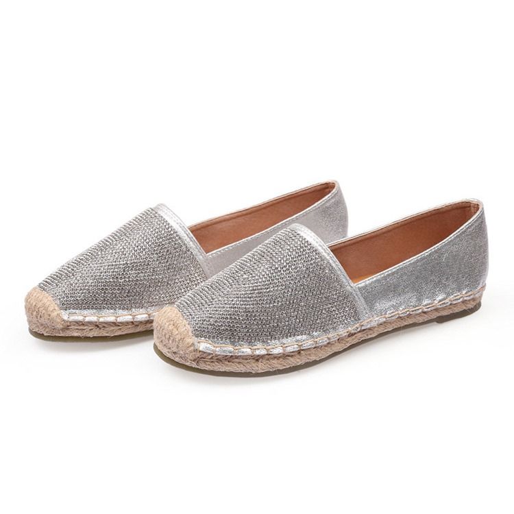 Rhinestone Block Heel Slip-on Round Toe Women's Flats